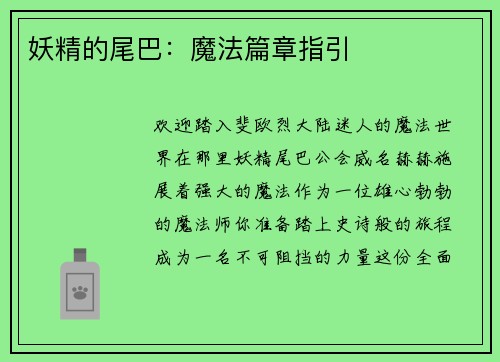 妖精的尾巴：魔法篇章指引
